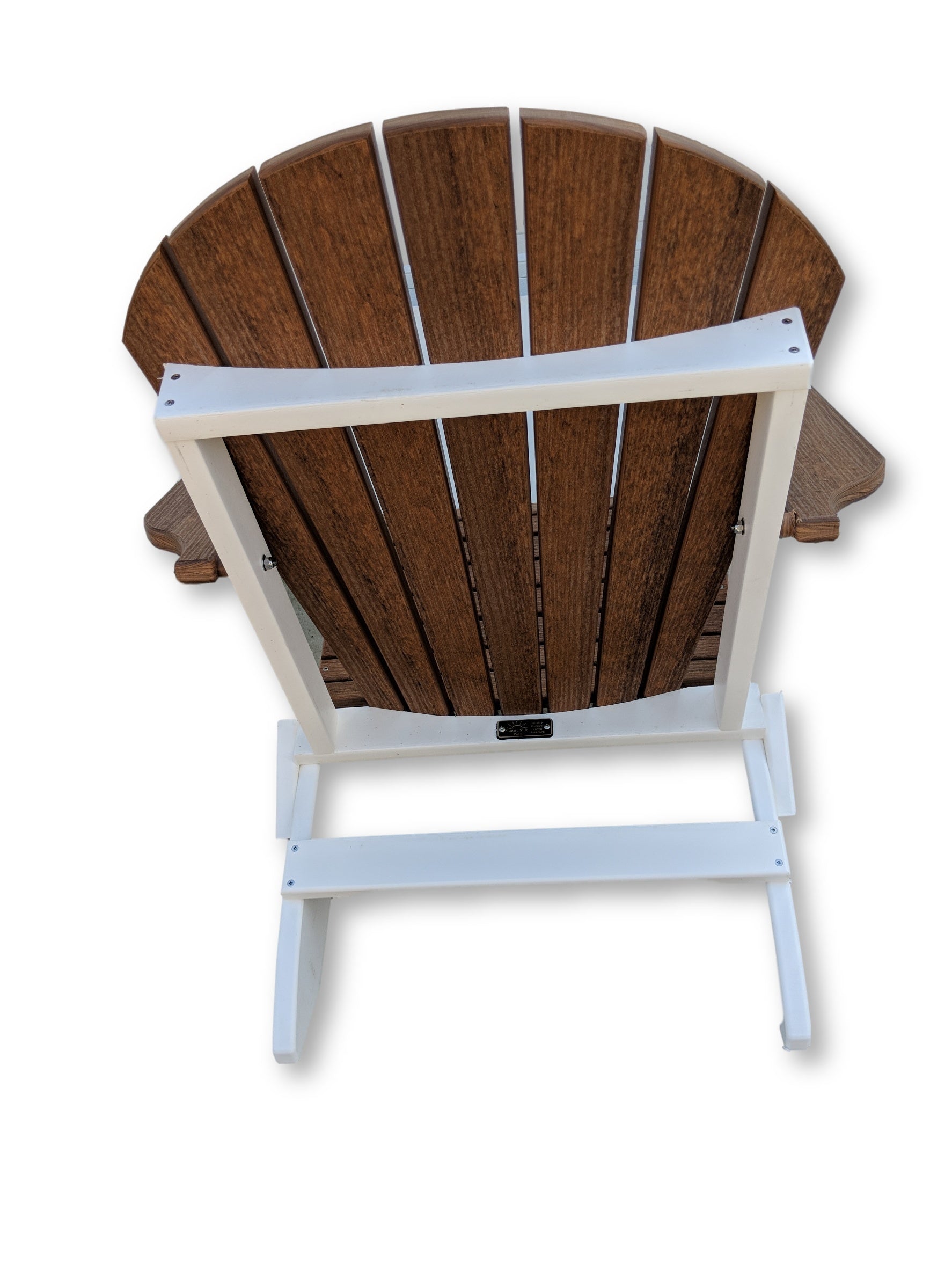 Antique Mahogany White Folding Adirondack Chair With Cup Holders