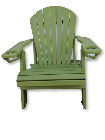 Lime Green Folding Adirondack Chair with Cup Holders