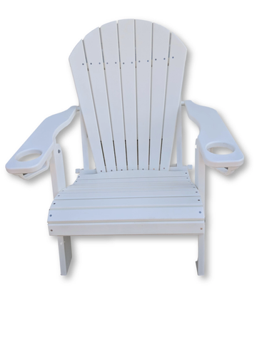 White Folding Adirondack Chair with  Cup Holders