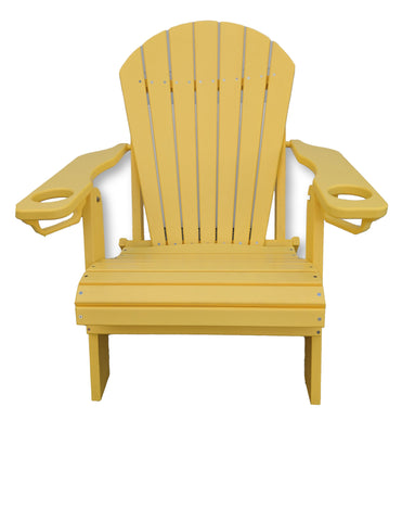 Yellow Folding Adirondack Chair with Cup Holders