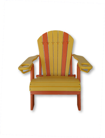 Yellow Orange Folding Adirondack Chair with Cup Holders